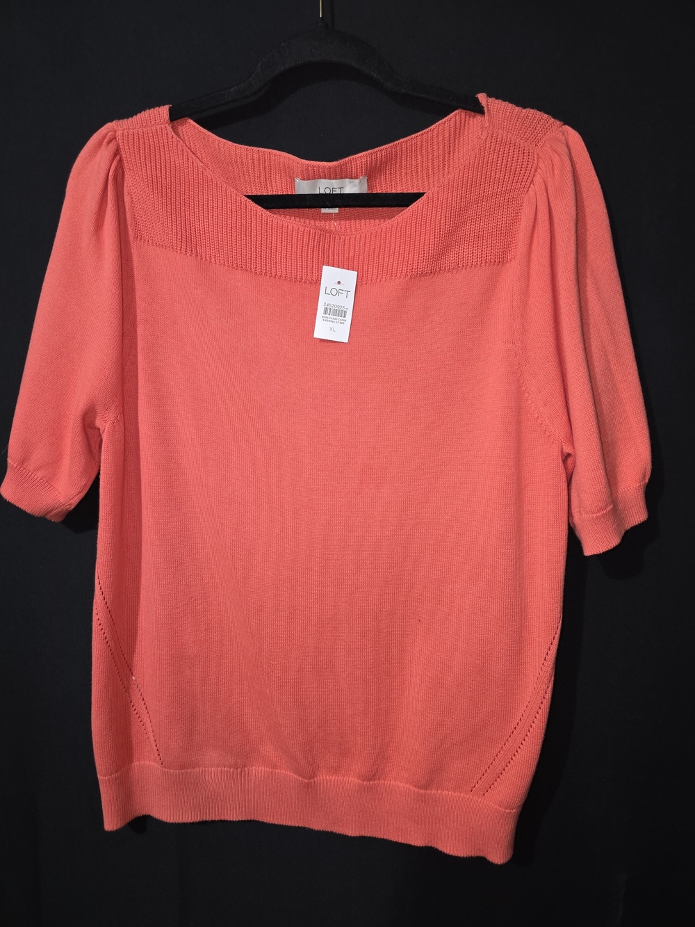 LOFT Coral Scoop-Neck Short Sleeve Knit Top